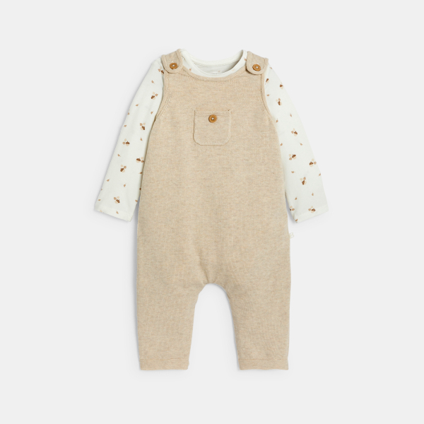 بدلة جمبسوت بالتريكو مع بودي باللون الوردي، للفتيات الرُضع